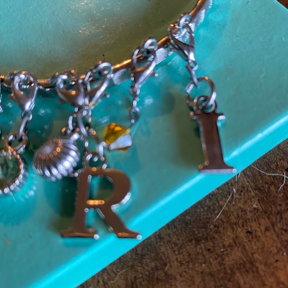 New OS Silver Bangle Bracelet with Charms - Picture 4 of 4
